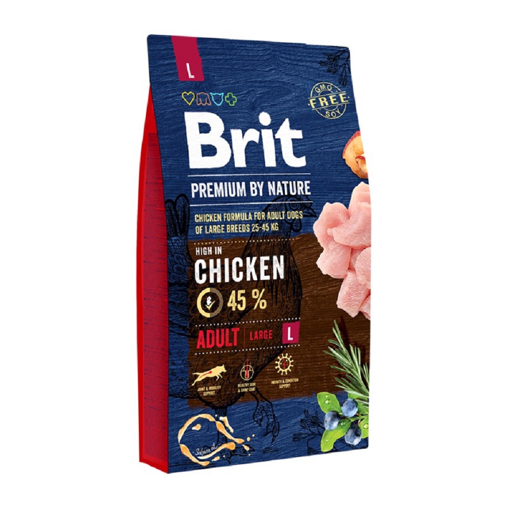 Brit Premium by Nature Adult L для взрослых собак крупных пород 25-45кг, 15кг (526468)